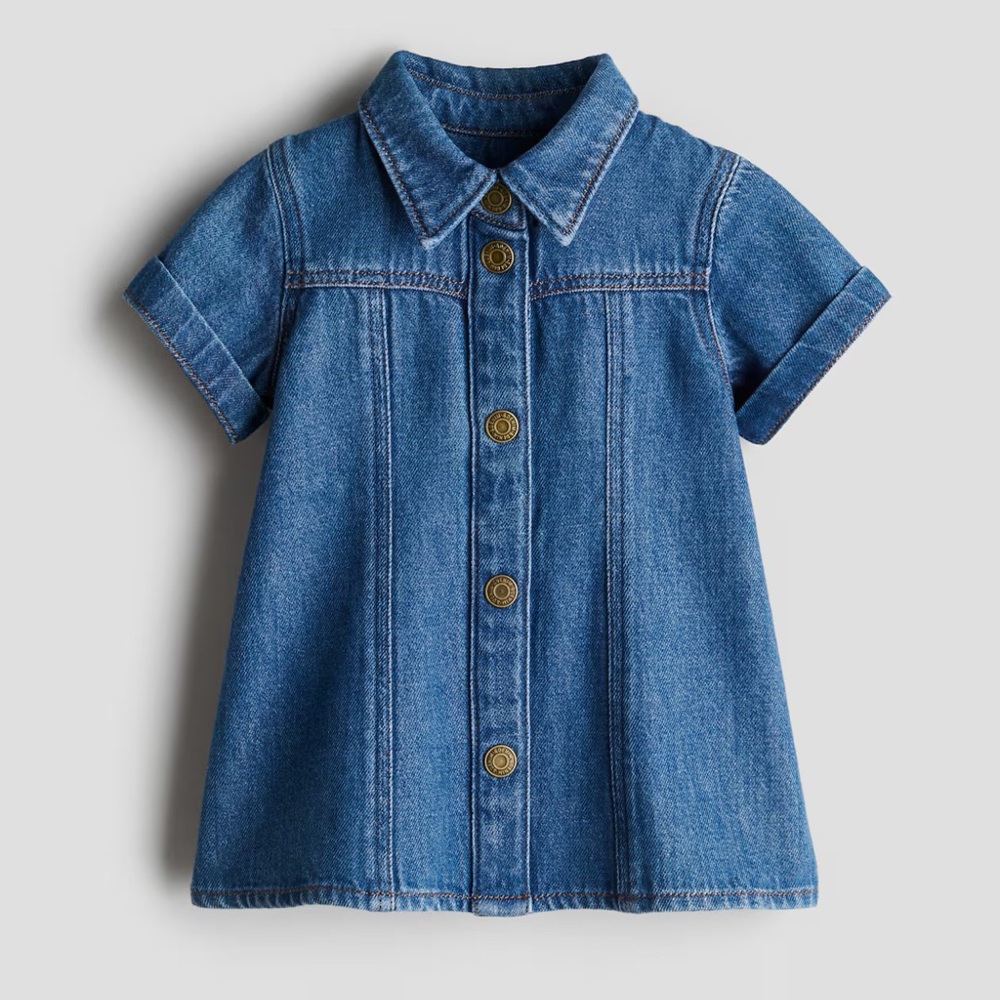 H&M Kids Denim A-line Button Down Shirt Dress 2T